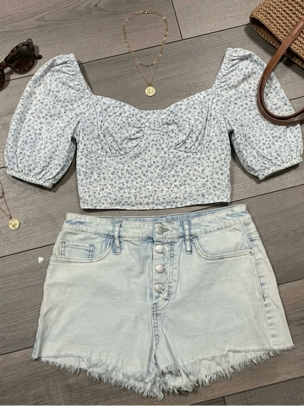 Wild Fable High Waist Button Fly Cut Off Denim Shorts